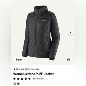 Patagonia Black Nano Puff Jacket Size small